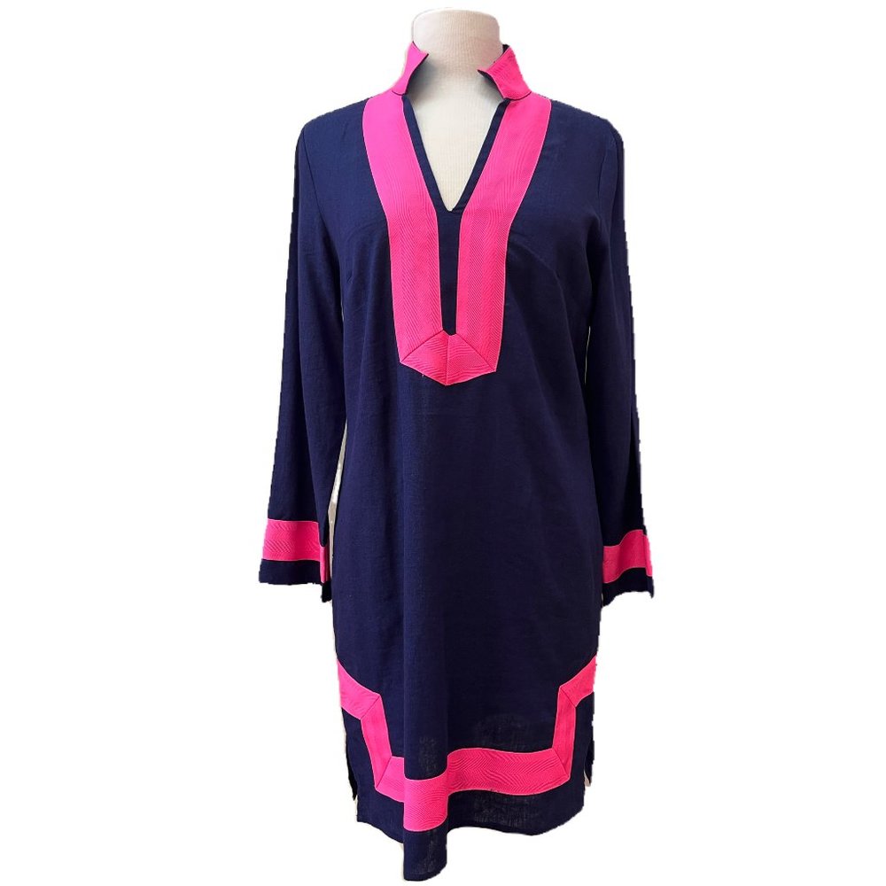 NWT HTF Navy Tunic with Pink Trim and Collar - Sail to Sable